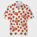Custom Photo Strawberries And Smiles All Day - Dog & Cat Personalized Custom Unisex Tropical Hawaiian Aloha Shirt - Summer Vacation Gift, Gift For Pet Owners, Pet Lovers