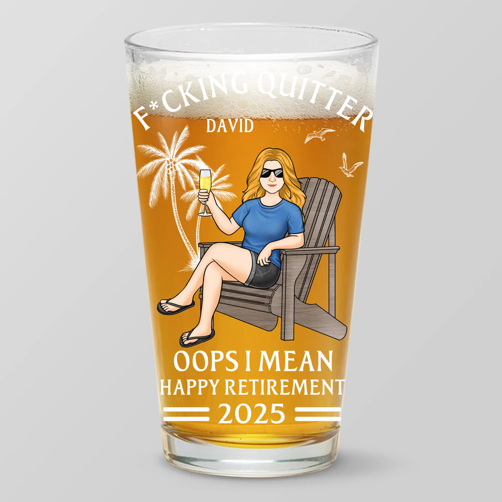 Peace Out, Productivity Killer - Coworker Personalized Custom Beer Glass - Appreciation, Retirement Gift For Coworkers, Work Friends, Colleagues
