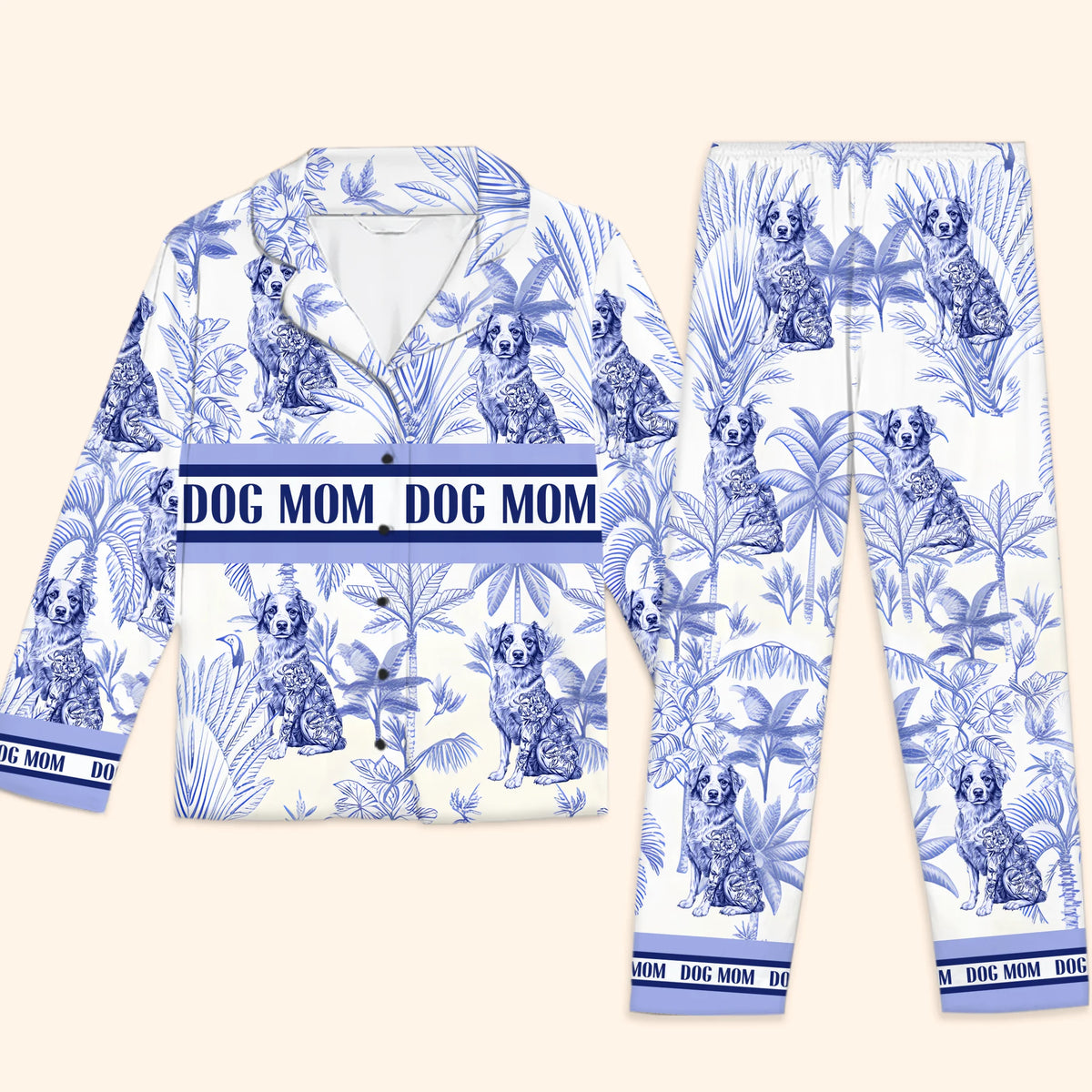 Custom Pajamas - Personalized Birthday Gifts For Dog Cat Lovers, Dog Dad And Mom, Cat Owners - Living My Best Dog Mom Life
