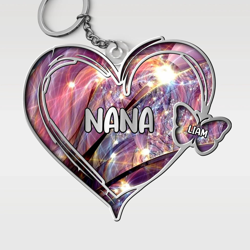 Custom Shaped Acrylic Keychain - Personalized Birthday Gifts For Grandma, Grandpa, Family - Always In Your Heart