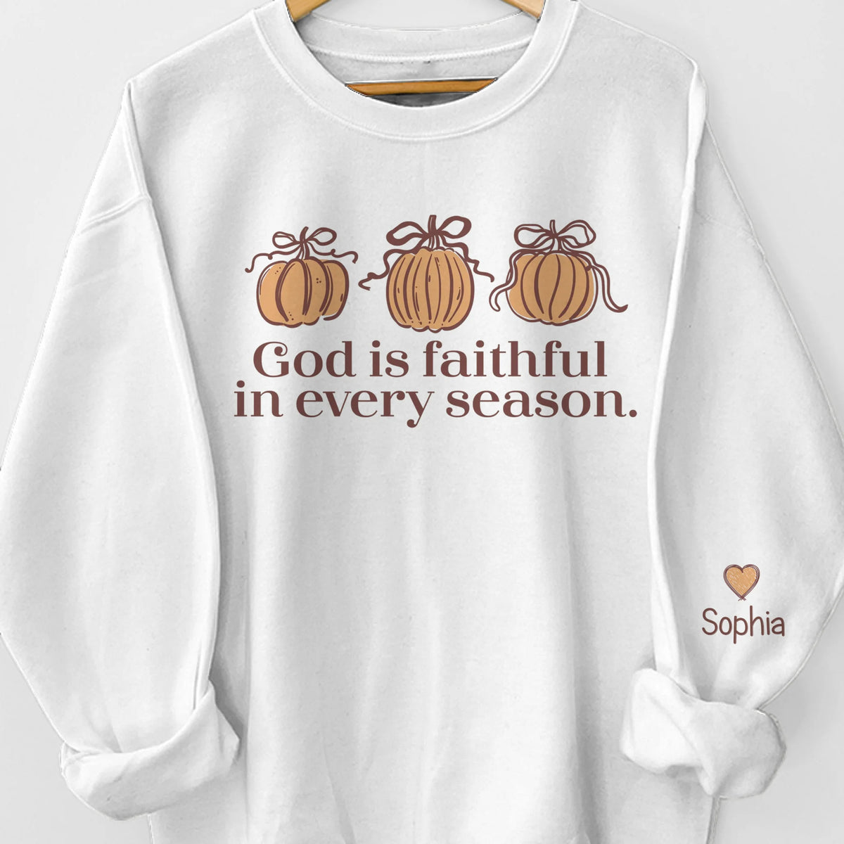 Custom Unisex Sweatshirt, Hoodie With Design On Sleeve - Personalized Christian Halloween Gifts For All Believers, Jesus Lovers, Men, Women - God Is Faithful In Every Season