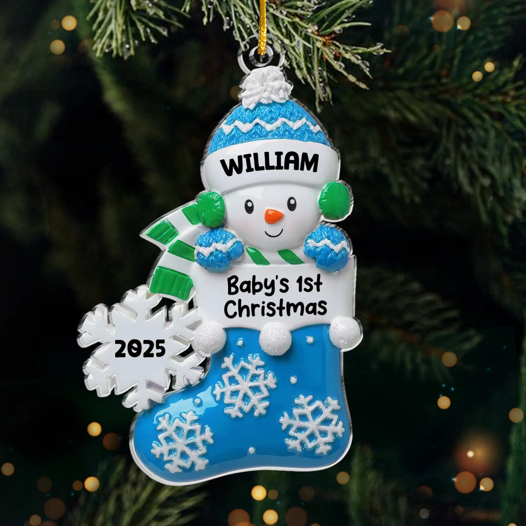 Custom Acrylic Ornament - Personalized Christmas Baby Shower, Gender Reveal Gifts For New Moms, New Dads, New Parents - Santa’s Little Miracle