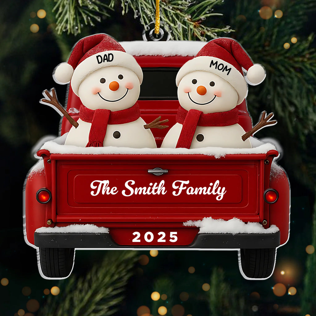 Custom Acrylic Ornament - Personalized Christmas Birthday Gifts For Mom, Dad, Kids - Our Happy Little Family