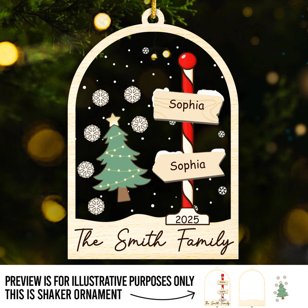 Custom 3 Layers Shaker Ornament - Personalized Christmas Birthday Gifts For Mom, Dad, Kids - Our Family Tree Shines Bright