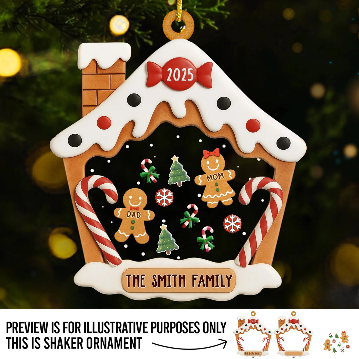 Custom 3 Layers Shaker Ornament - Personalized Christmas Birthday Gifts For Mom, Dad, Kids - Our Cozy Little Christmas Cottage