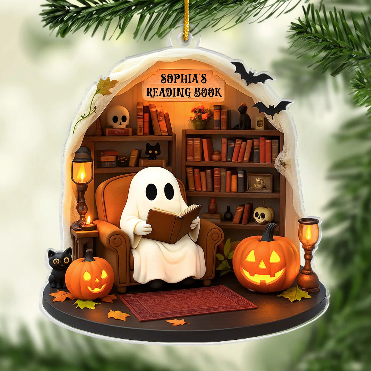 Custom Acrylic Ornament - Personalized Christmas Birthday Gifts For Women, Men - Books And Cozy Nights