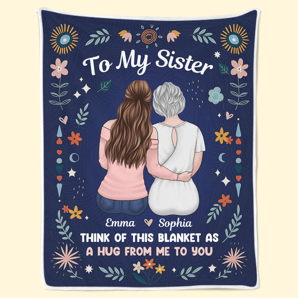 Custom Blanket - Personalized Best Friend Birthday Gifts For Women, Besties, Sisters, BFF, Family, Yourself - A Hug From Your Beloved