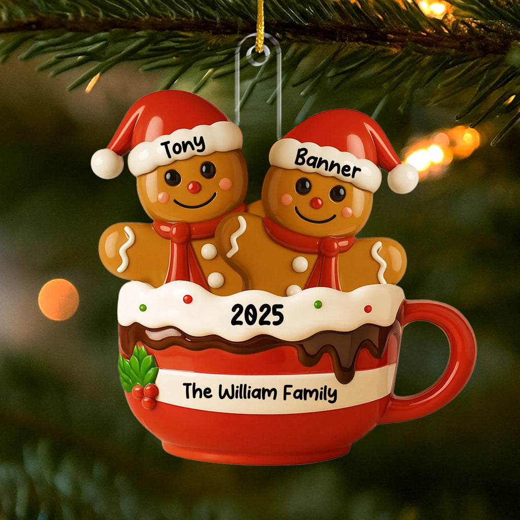 Custom Acrylic Ornament - Personalized Christmas Birthday Gifts For Family, Grandma, Grandpa, Mom, Dad, Kids - A Cup Full of Family Love