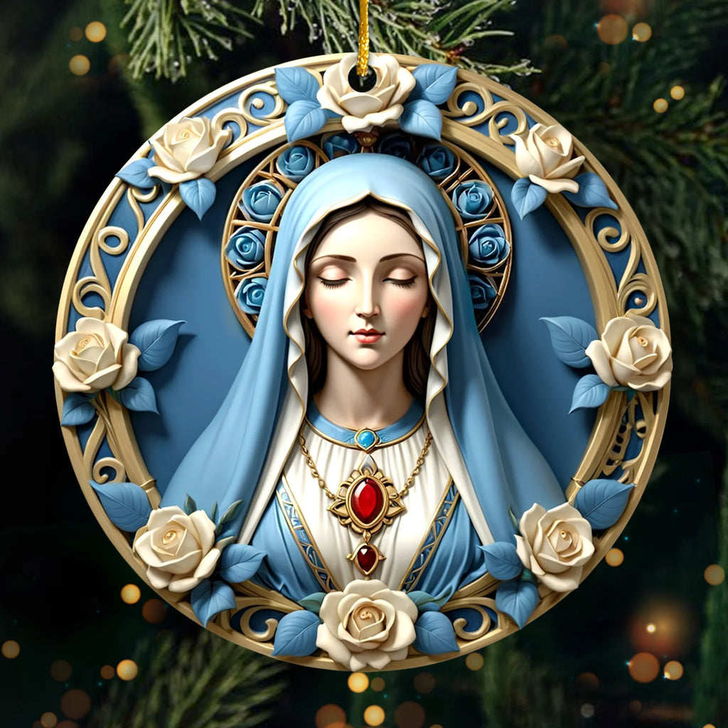 Acrylic Ornament - Christmas Gifts For Family, Yourself - Blessed Mary Christmas Ornament