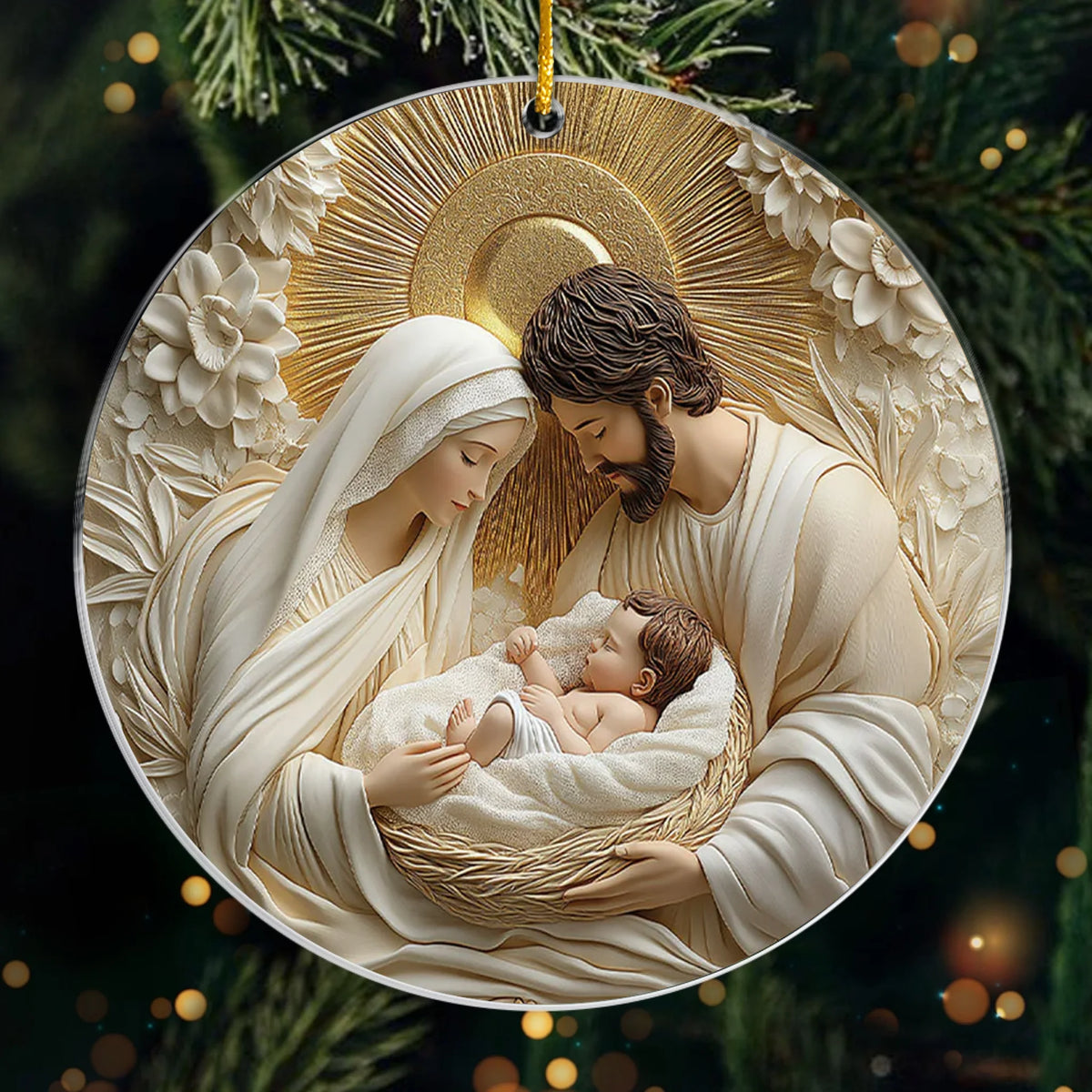 Acrylic Ornament - Christmas Gifts For Family, Yourself - Holy Family Christmas Ornament