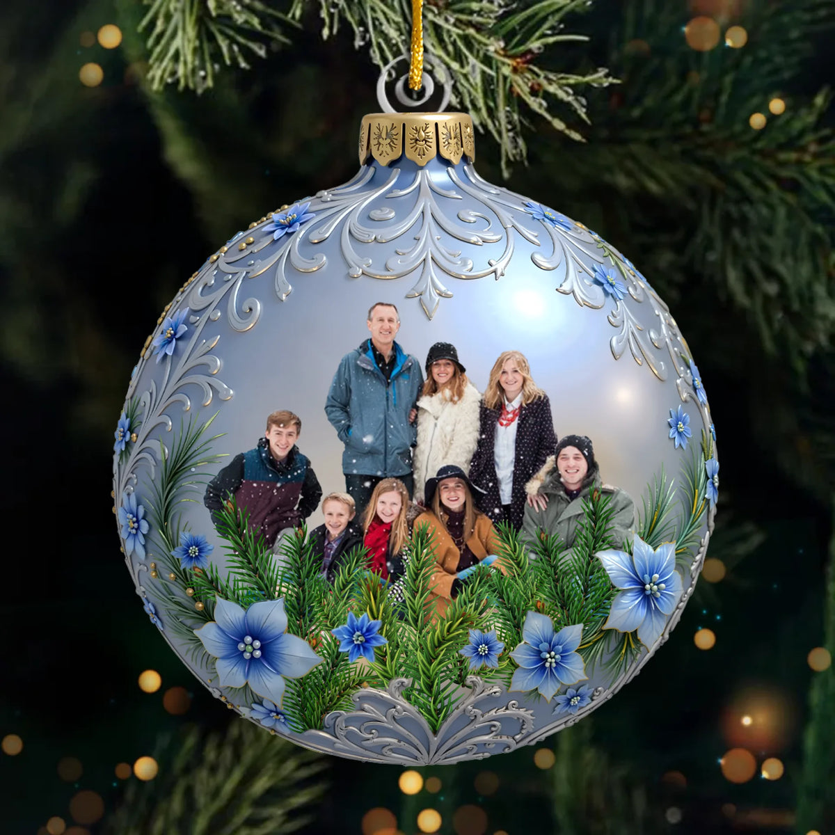 Custom Photo Acrylic Ornament - Personalized Christmas Birthday Gifts For Best Friends, Family, Coworker, Work Bestie, Husband And Wife - Happiness Is When We Are Together