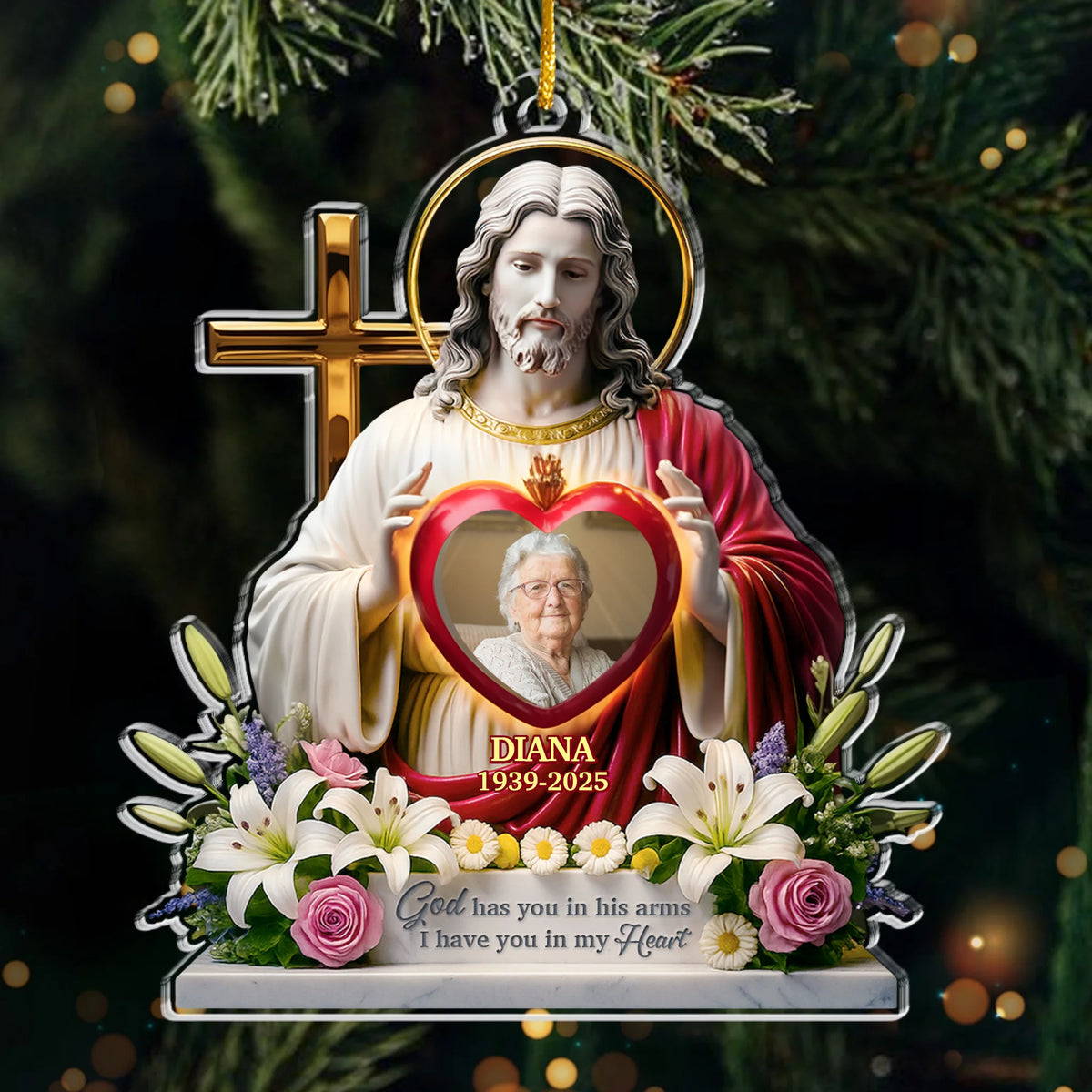 Custom Photo Acrylic Ornament - Personalized Christmas Memorial Sympathy Gifts For Loss Of Mom, Dad - Until Forever, You’re With Me
