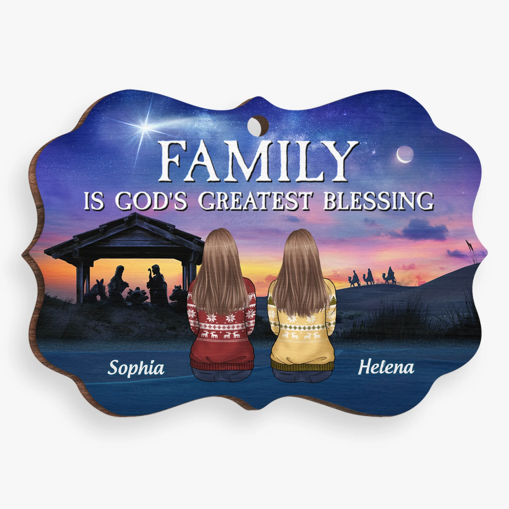 Custom Wood Ornament - Personalized Christmas Birthday Gifts For Mom, Dad, Kids - Family Is God's Greatest Blessing