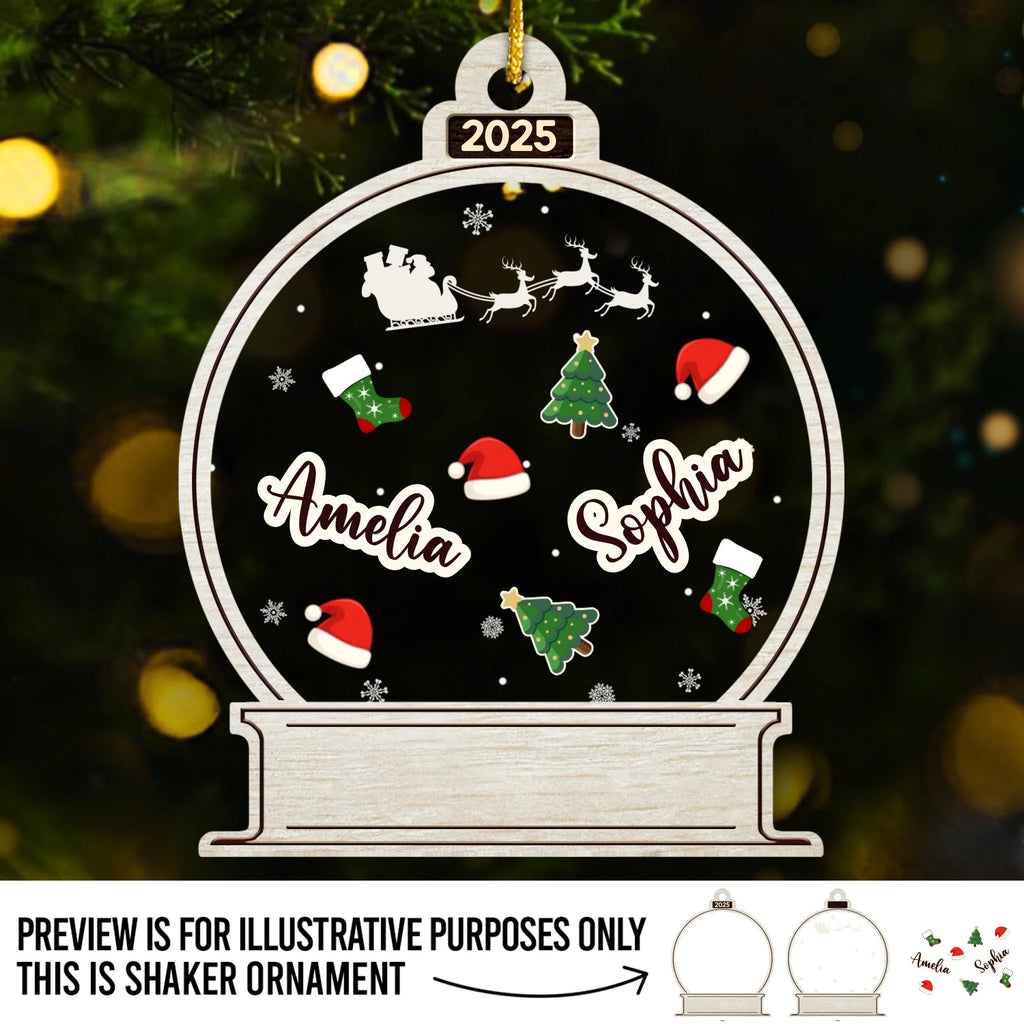 Custom 3 Layers Shaker Ornament - Personalized Christmas Birthday Gifts For Mom, Dad, Kids - From Our Hearts To Our Tree