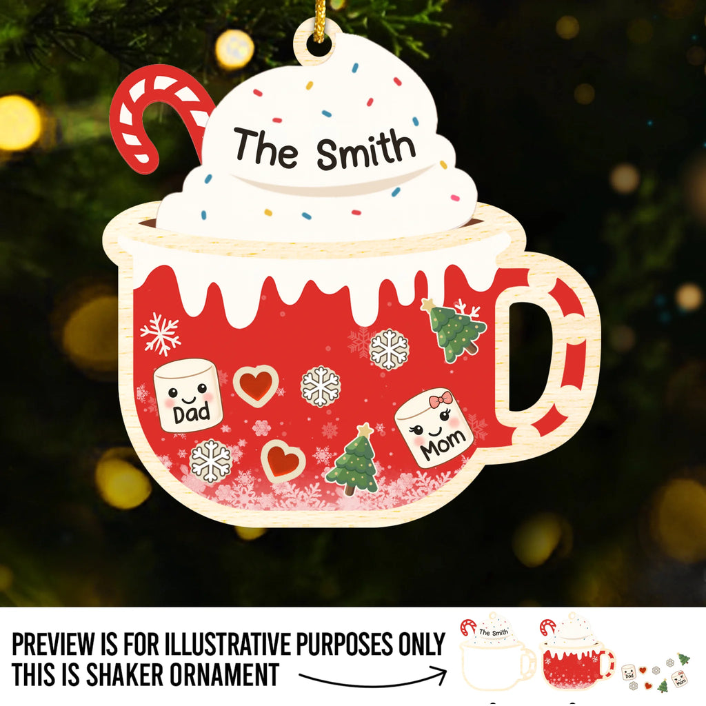 Custom 3 Layers Shaker Ornament - Personalized Christmas Birthday Gifts For Mom, Dad, Kids - Little Marshmallows, Big Love
