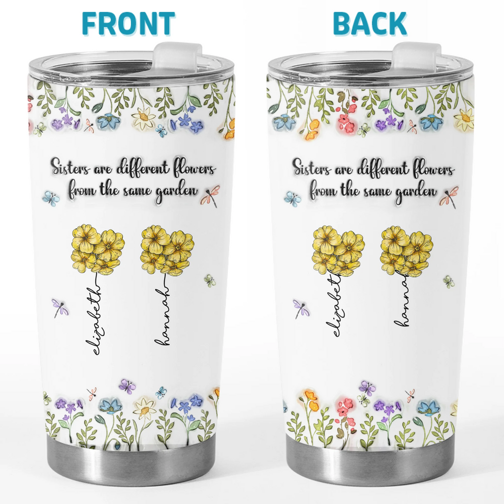 Custom 3D Inflated Effect Printed Tumbler - Personalized Best Friend Christmas Birthday Gifts For Women, Besties, Sisters, BFF - Distance Means So Little