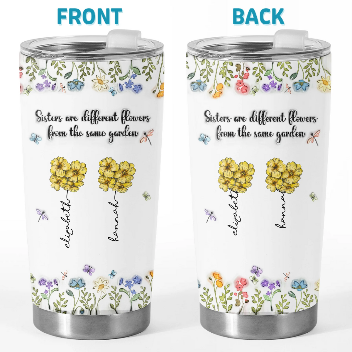 Custom 3D Inflated Effect Printed Tumbler - Personalized Best Friend Christmas Birthday Gifts For Women, Besties, Sisters, BFF - Distance Means So Little