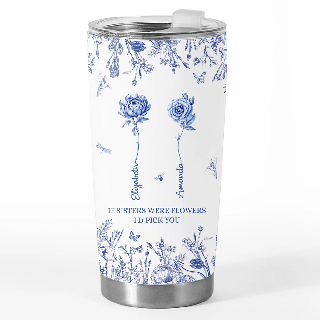 Custom Tumbler - Personalized Best Friend Christmas Birthday Gifts For Women, Besties, Sisters, BFF - Blooming Friendship That Lasts Forever