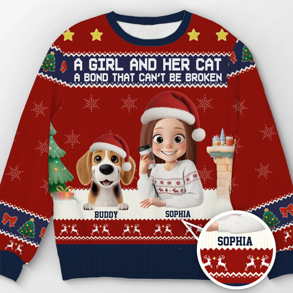 Custom Unisex Ugly Sweatshirt - Personalized  Christmas Birthday Gifts For Dog Cat Lovers, Dog Dad And Mom, Cat Owners - Santa Claws Is Coming