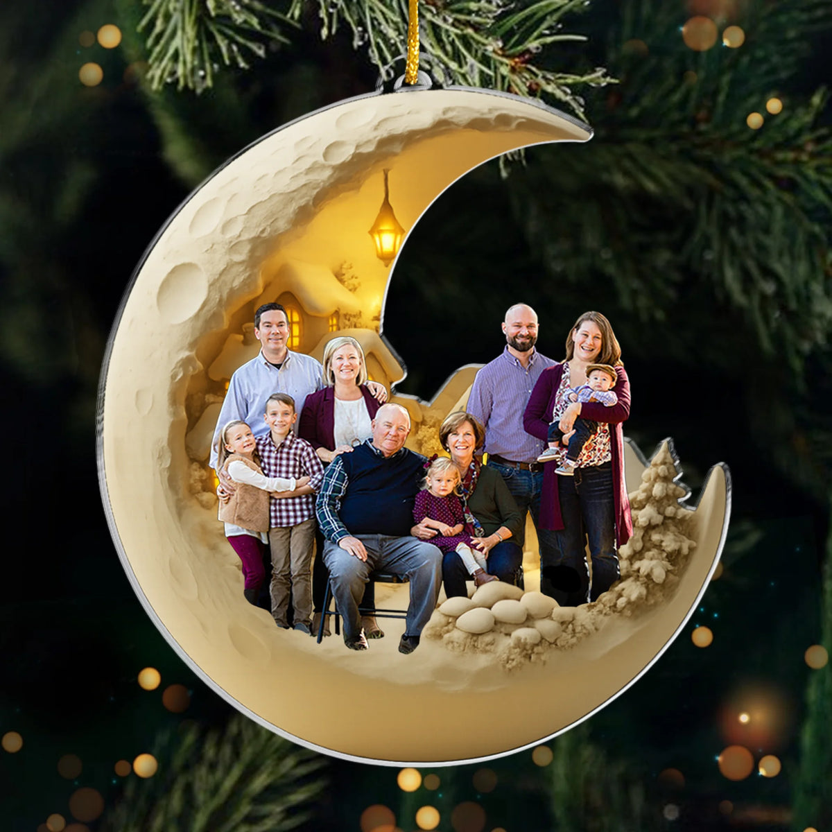 Custom Photo Acrylic Ornament - Personalized Christmas Birthday Gifts For Mom, Dad, Kids - Love You To The Moon