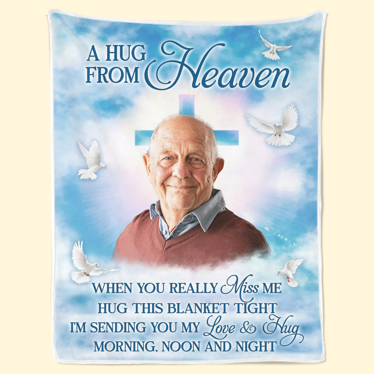 Custom Photo Blanket - Personalized Christmas Memorial Sympathy Gifts For Loss Of Mom, Dad - A Hug From Heaven