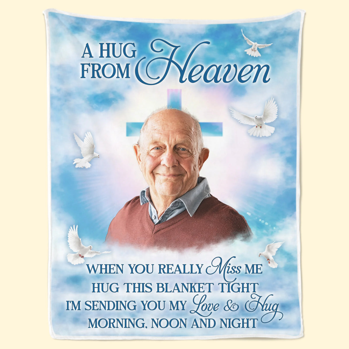 Custom Photo Blanket - Personalized Christmas Memorial Sympathy Gifts For Loss Of Mom, Dad - A Hug From Heaven