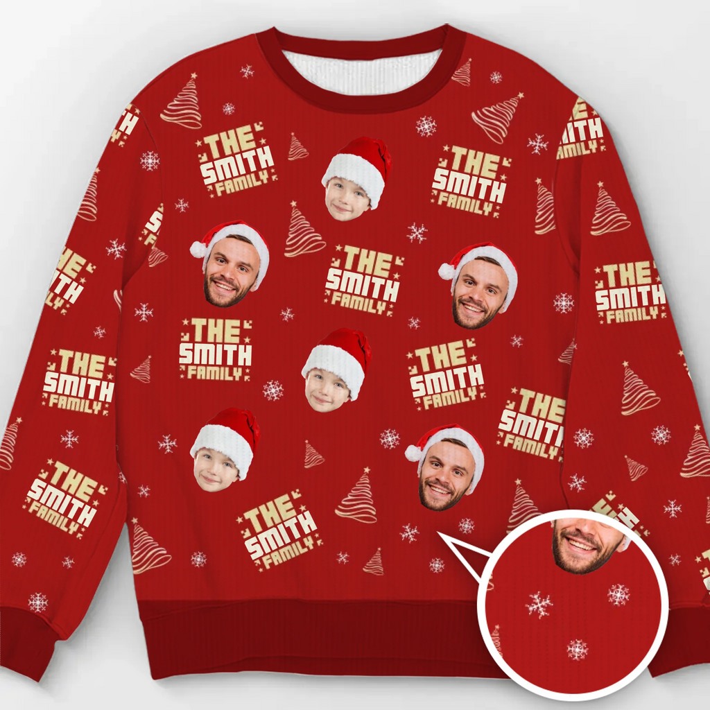 Custom Photo Unisex Ugly Sweatshirt - Personalized Christmas Birthday Gifts For Mom, Dad, Kids - Because One Photo Isn’t Enough