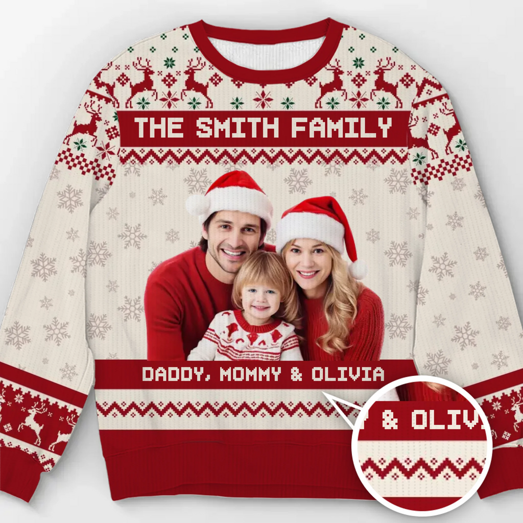 Custom Photo Unisex Ugly Sweatshirt - Personalized Christmas Birthday Gifts For Mom, Dad, Kids - Wearing The People You Love Most