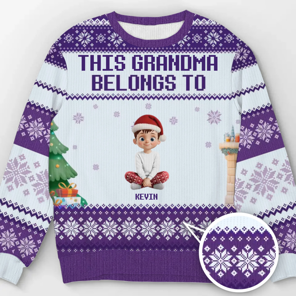 Custom Unisex Ugly Sweatshirt - Personalized Christmas Birthday Gifts For Mom, Grandma - Our Hearts Belong To Grandma