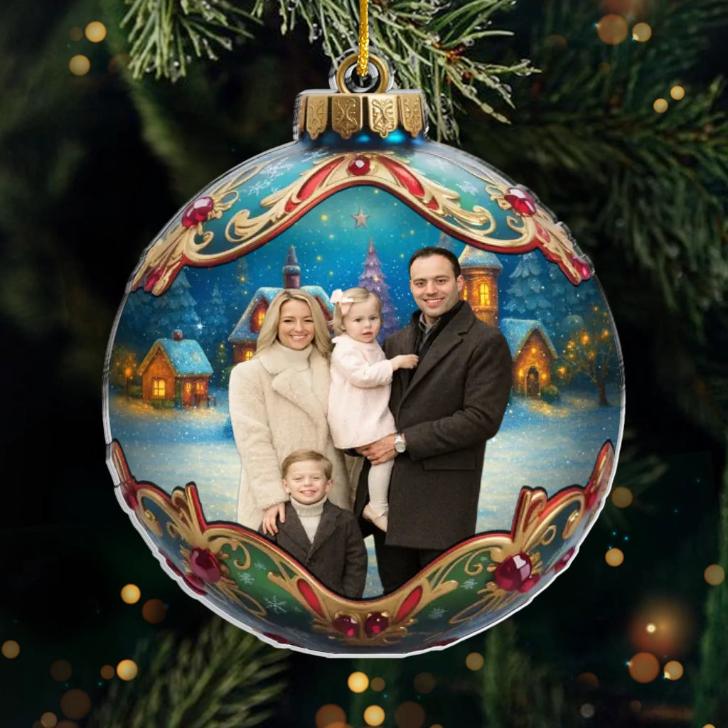 Ornement photo en acrylique personnalisé – Cadeaux de Noël ou d’anniversaire pour maman, papa, enfants – Ensemble est notre tradition