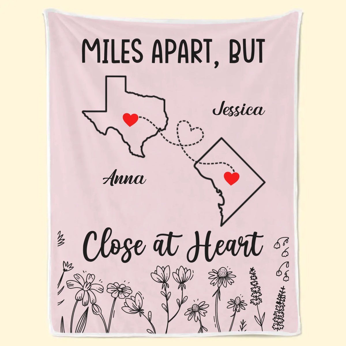Custom Long Distance Blanket - Personalized Birthday Gifts For Grandma - Never Apart In Heart