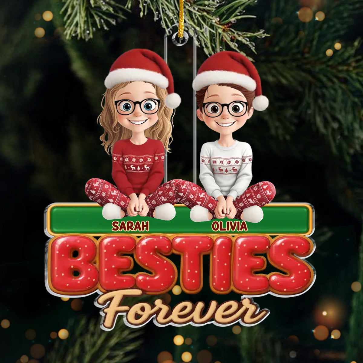 Custom Acrylic Ornament - Personalized Best Friend Christmas Birthday Gifts For Women, Besties, Sisters, BFF - Side By Side
