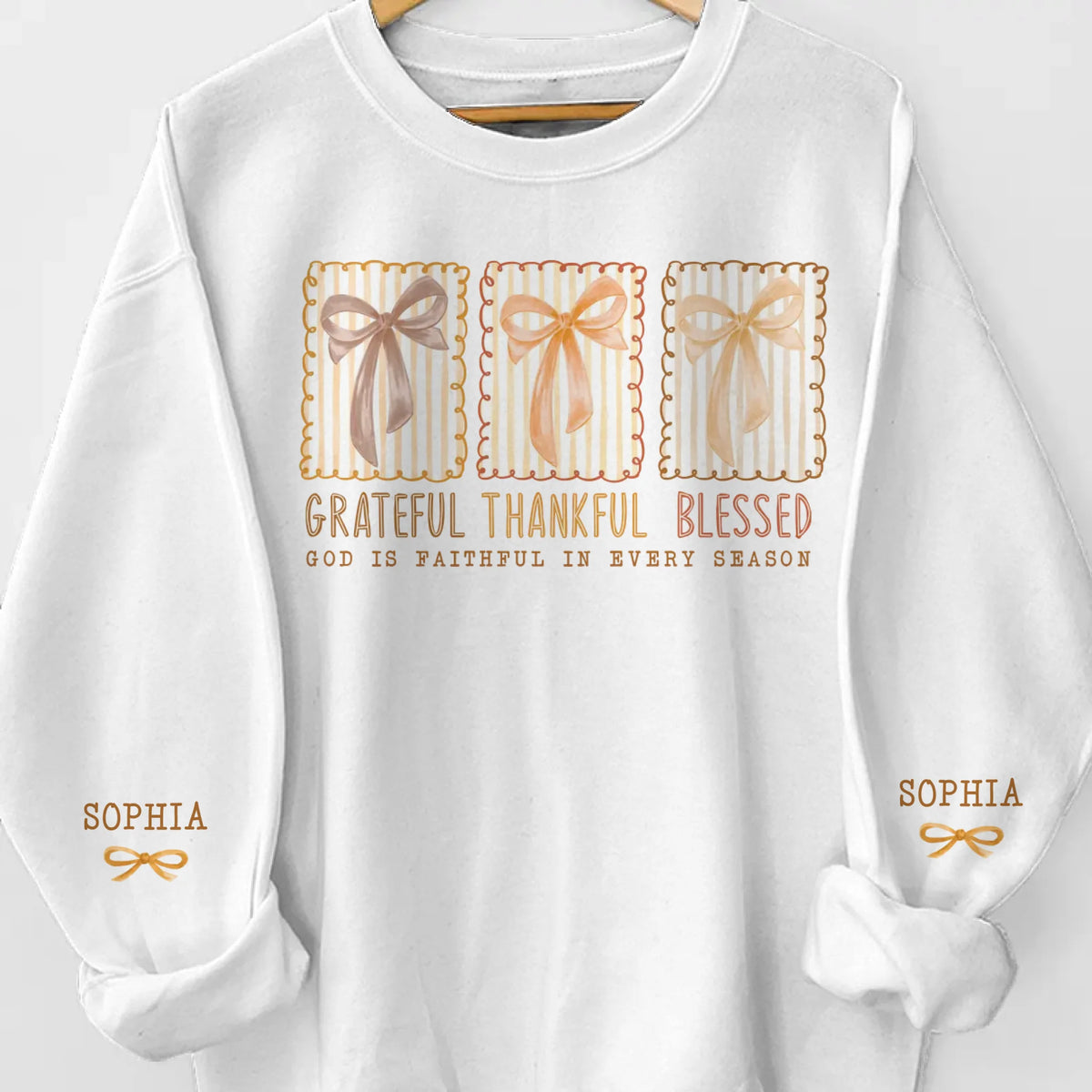 Custom Unisex Sweatshirt, Hoodie With Design On Sleeve - Personalized Christian Gifts For All Believers, Jesus Lovers, Men, Women - A Reminder That God Is Faithful In Every Season