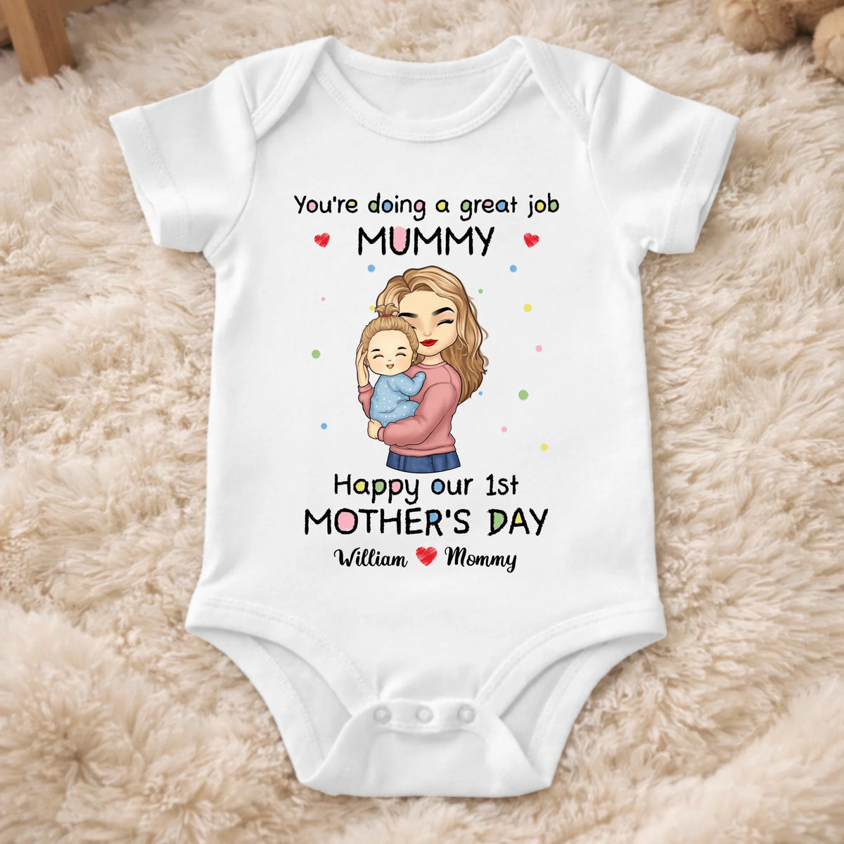 The Best Job In The World, Being My Mommy - Family Personalized Custom Baby Onesie - Mother's Day, Baby Shower Gift, Gift For First Mom