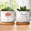 Her Love Blooms In Every Season - Family Personalized Custom Home Decor Ceramic Plant Pot - Mother's Day, House Warming Gift For Mom, Daughter