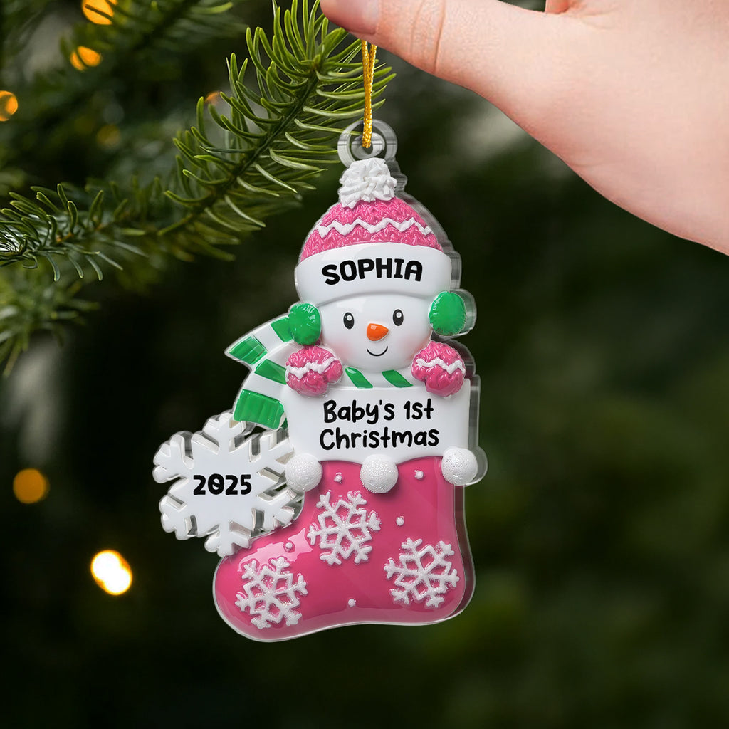 Custom Acrylic Ornament - Personalized Christmas Baby Shower, Gender Reveal Gifts For New Moms, New Dads, New Parents - Santa’s Little Miracle