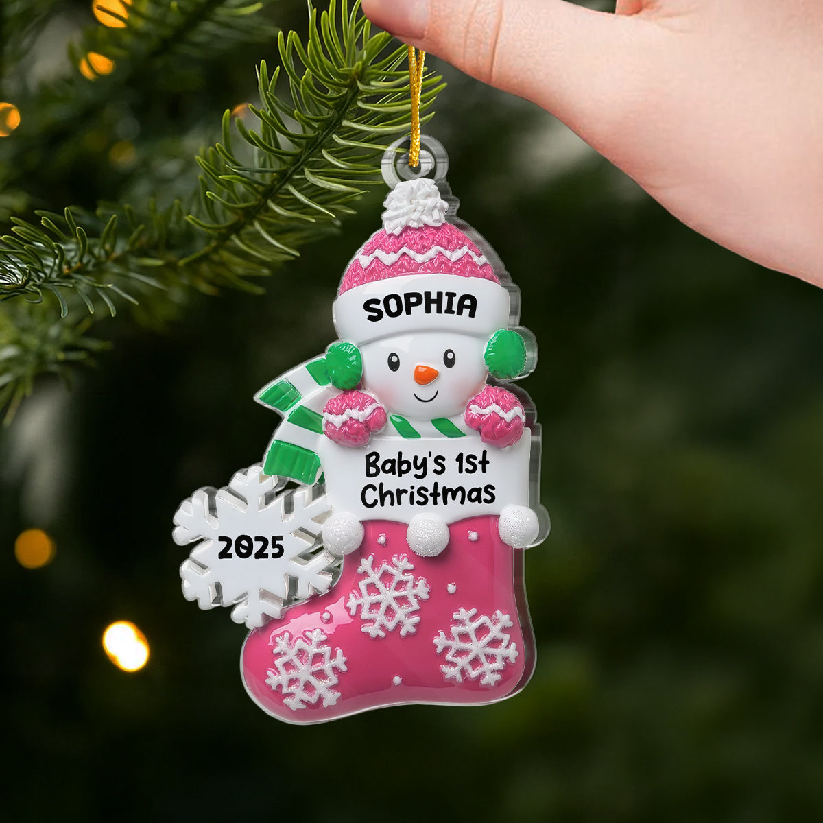 Custom Acrylic Ornament - Personalized Christmas Baby Shower, Gender Reveal Gifts For New Moms, New Dads, New Parents - Santa’s Little Miracle